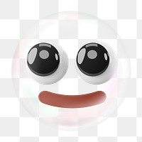 3D happy emoticon png bubble effect, transparent background