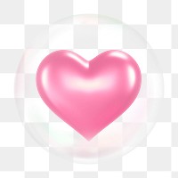 3D pink heart png bubble effect, transparent background