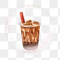 Bubble tea png bubble effect, transparent background