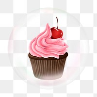 Chocolate cupcake png bubble effect, transparent background