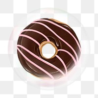 Chocolate donut png bubble effect, transparent background