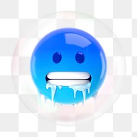 Freezing emoticon png bubble effect, transparent background