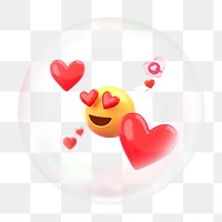 In love emoticons png bubble effect, transparent background