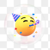 Party emoticon png bubble effect, transparent background