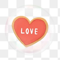 Valentine's cookie png bubble effect, transparent background