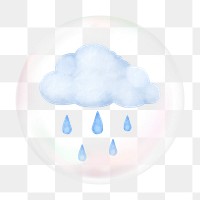 Raining cloud png bubble effect, transparent background