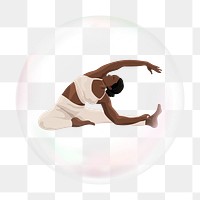 Female yogi png bubble effect, transparent background