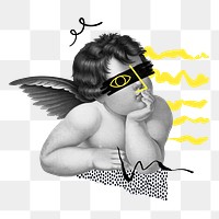 Vintage cherub png funky element, transparent background. Remixed by rawpixel.