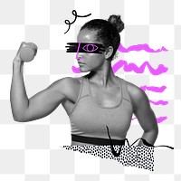 Strong woman png funky element, transparent background