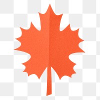 PNG orange maple leaf, paper craft element, transparent background