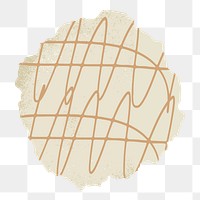 PNG beige badge doodle collage element, transparent background