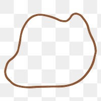 Png brown doodle organic shape, transparent background