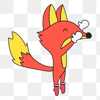 Happy fox png sticker, transparent background