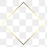 Rhombus gold frame png geometric shape, transparent background