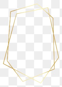 Hexagonal gold frame png geometric shape, transparent background