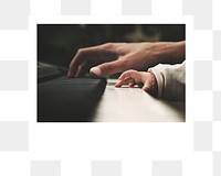 PNG Playing piano instant film frame, transparent background