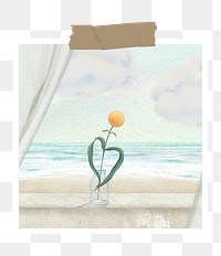 Flower near window png notepaper, transparent background