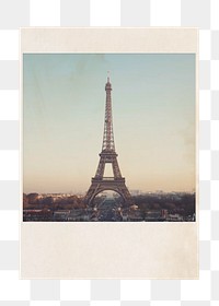 PNG Eiffel tower, France instant film frame, transparent background