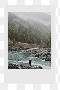 PNG River travel instant film frame, transparent background