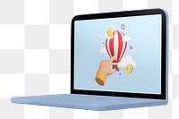 Laptop screen png, 3D balloon transparent background