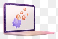 Laptop screen png, 3D digital device finance illustration transparent background