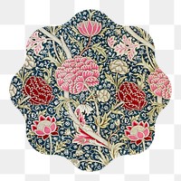 Vintage flower png William Morris's badge, transparent background. Remixed by rawpixel