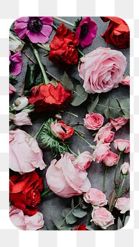 Aesthetic flowers png red & pink, transparent background