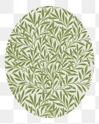 Leaf oval badge png William Morris's willow pattern, transparent background. Remixed by rawpixel