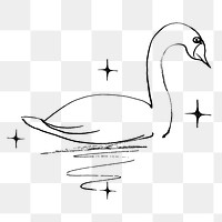 Vintage swan png animal illustration, transparent background