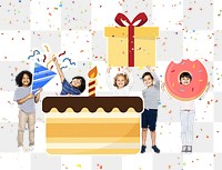 Kids png happy birthday, transparent background