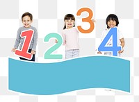 Happy children png with numbers, transparent background