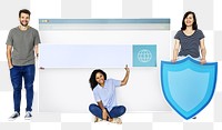 Internet security png with people, transparent background