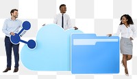 Internet & cloud technology png with people, transparent background