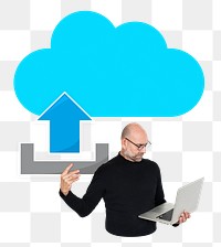 Cloud upload png element, transparent background