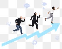 Business people png running towards the goal, transparent background