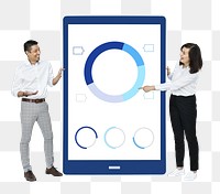 Business people png presenting a doughnut chart , transparent background