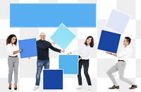 People png with blank colorful boxes, transparent background