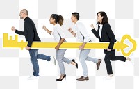 Business team png with key, transparent background