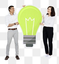 Business  partners png holding a light bulb icon, transparent background