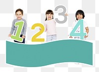 Png kids learning numbers, transparent background