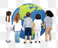 Png group of children holding hands, transparent background