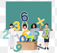 Png kids with numbers, transparent background