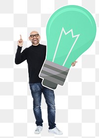 Creative designer png thinking up new ideas, transparent background