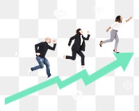 Business people png running towards the goal, transparent background