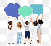 Png group of diverse kids holding hands, transparent background