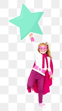 Png superhero with a green star, transparent background
