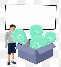 Png boy with creative ideas, transparent background