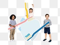 Dental care png kids, transparent background