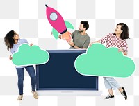 Cloud storage & innovation png, transparent background