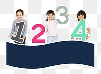 Png kids learning  numbers, transparent background